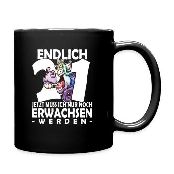 Endlich 21 Jahre - 21. Geburtstag - Tasse einfarbig - Schwarz - Rechts