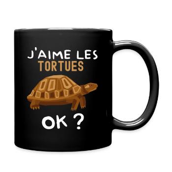 Oui Les Tortues je les Aime - Mug uni - noir - Droite