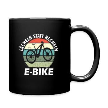 Lächeln Statt Hecheln Fahrrad E-Bike Biker - Tasse einfarbig - Schwarz - Rechts