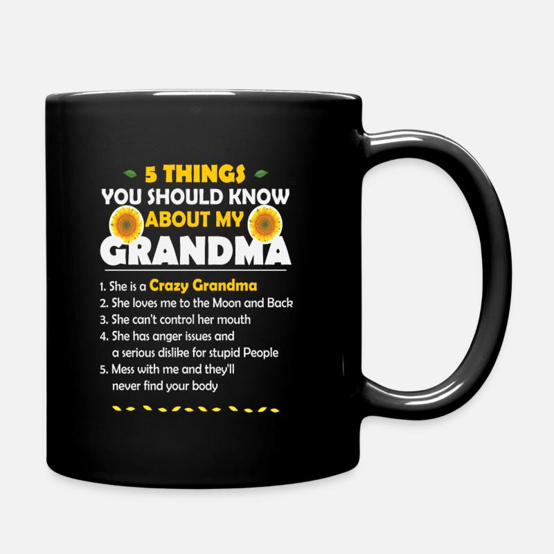 5 choses à savoir sur ma grand-mère grand-mère - Mug uni - noir