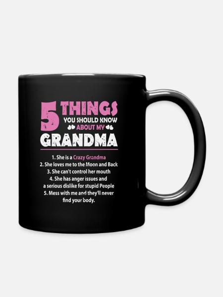 5 choses à savoir sur ma grand-mère grand-mère - Mug uni - noir