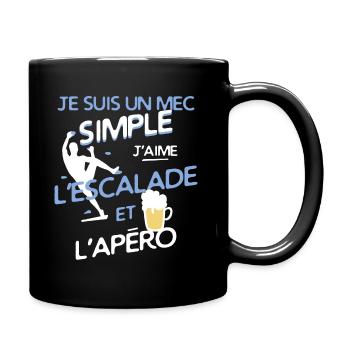Un mec simple: J'aime l'escalade et l'apéro - Mug uni - noir - Droite