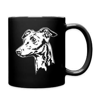 ITALIAN WIND CHIME Portrait of Wilsign's greyhound - Full Colour Mug - black - Right