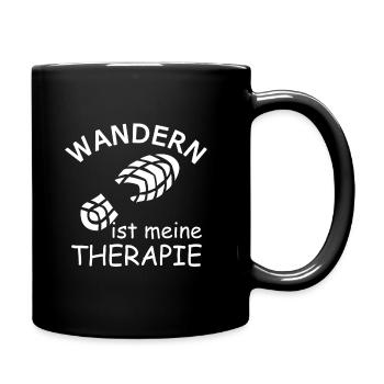 Wandern Ist Meine Therapie Wanderin Wanderwomen - Tasse einfarbig - Schwarz - Rechts