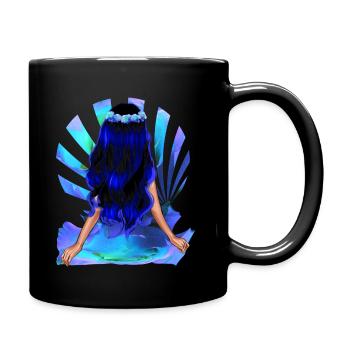 Blumenkind schwarz blaue Haare Rose Mädchen - Tasse einfarbig - Schwarz - Rechts