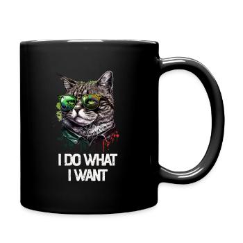I Do What I Want Katze mit Sonnenbrille - Tasse einfarbig - Schwarz - Rechts