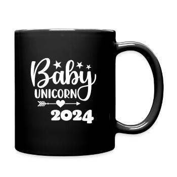 Baby 2024 Schwangerschaft verkünden Baby Einhorn - Tasse einfarbig - Schwarz - Rechts