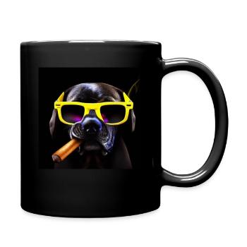 Cooler schwarzer Hund - Tasse einfarbig - Schwarz - Rechts