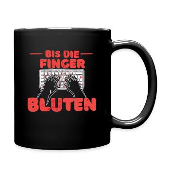 Bis die Finger bluten für Gamer, Coder, die zocken - Tasse einfarbig - Schwarz - Rechts