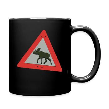 Warnung Elch - Tasse einfarbig - Schwarz - Rechts