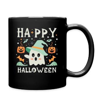 Geisterstunde: Verspieltes Halloween - Tasse einfarbig - Schwarz - Rechts