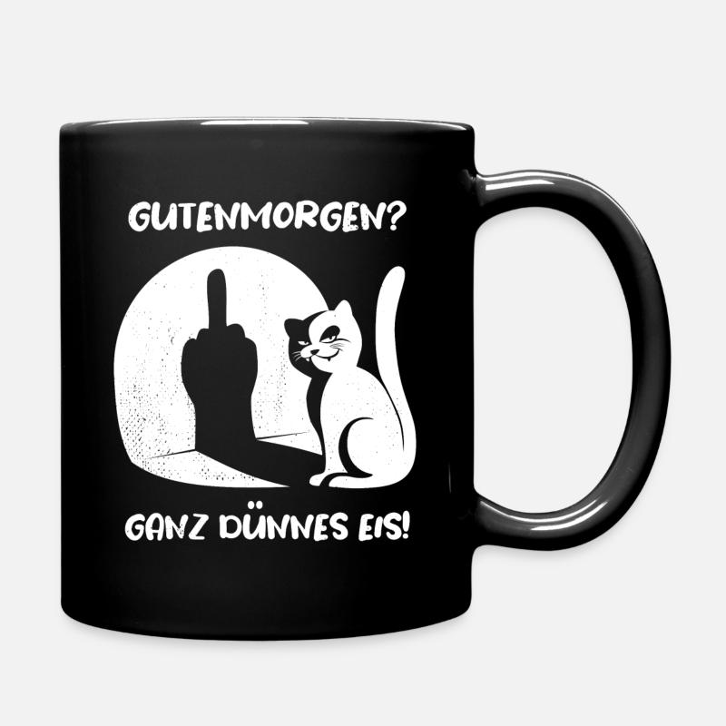 Guten Morgen? Ganz dünnes Eis - lustige Katze - Tasse einfarbig - Schwarz