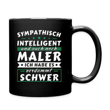 Sympathisch und intelligent - Maler Edition - Tasse einfarbig - Schwarz - Rechts