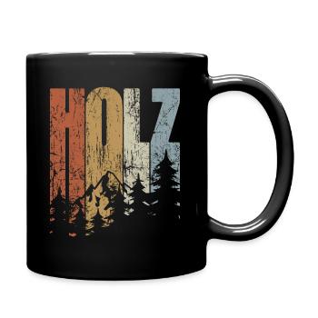 Holz - Wald - Brennholz - Schreiner Spruch - Tasse einfarbig - Schwarz - Rechts
