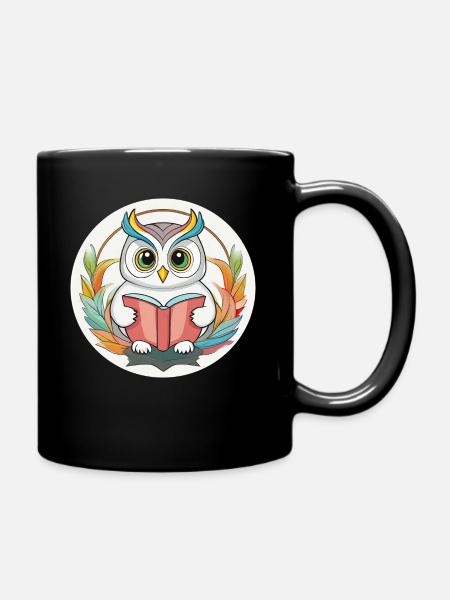 Hibou, Hibou de lecture - Mug uni - noir