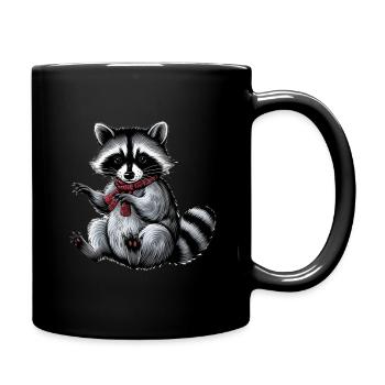 Raccoon embroidered thread - Full Colour Mug - black - Right