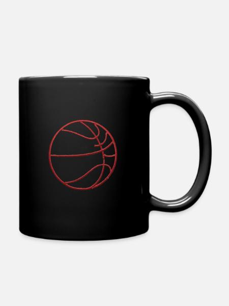 Embroidered basketball - Full Colour Mug - black