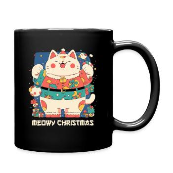 Miauige Weihnachten Die Katze Festliche Weihnachten - Tasse einfarbig - Schwarz - Rechts