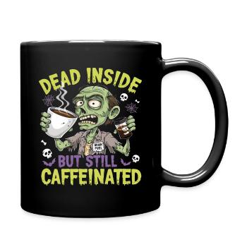 Lustiges Design mit kaffeesüchtigen Zombie - Tasse einfarbig - Schwarz - Rechts