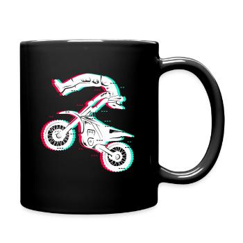 Motocross Motorrad Herren Kinder Dirt Biker Jungen - Tasse einfarbig - Schwarz - Rechts