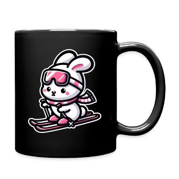 cute ski bunny for kids - Full Colour Mug - black - Right