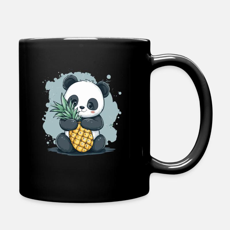 Panda ja ananas - Yksivärinen muki - musta