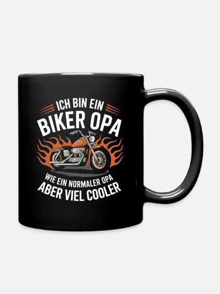 Biker Opa | Cooler Großvater mit Motorrad - Tasse einfarbig - Schwarz