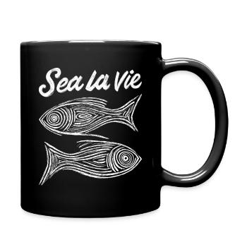 Plage Été Océan Mer Poissons - Mug uni - noir - Droite