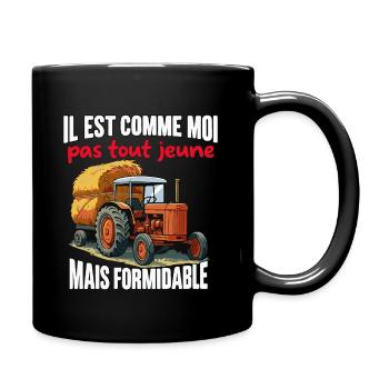 Tracteur papa agriculteur redoutable vieux - Mug uni - noir - Droite