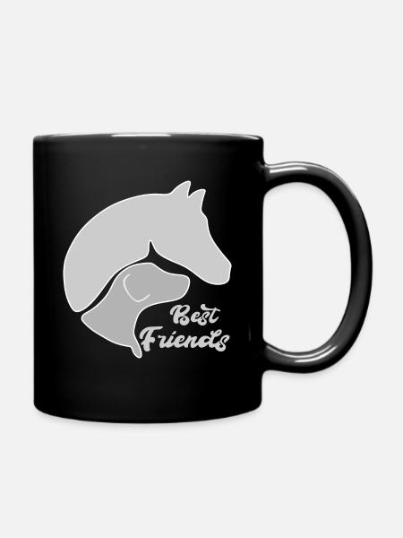 Chien et cheval ensemble sur un même modèle - Mug uni - noir
