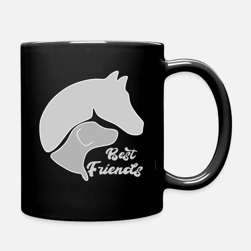 Chien et cheval ensemble sur un même modèle - Mug uni - noir