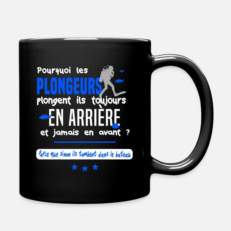 blague de plongeur sur un bateau - Mug uni - noir