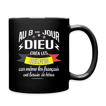 Dieu créa les belges cadeau humour - Mug uni - noir - Droite