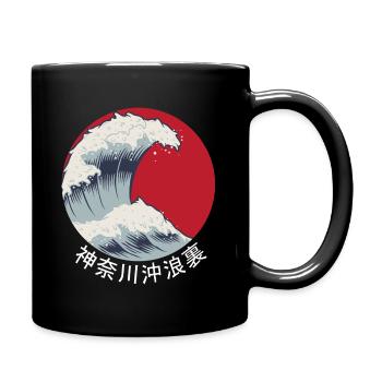 Japan Kanagawa Welle kanji Japanisch wave Geschenk - Tasse einfarbig - Schwarz - Rechts