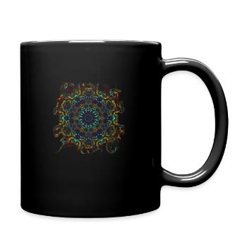 Trippy Wellen Mandala | Abstrakte Kunst - Tasse einfarbig - Schwarz - Rechts
