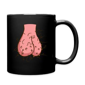 Hairy eggs, balls, scrotum, nuts, lumps! Funny - Full Colour Mug - black - Right