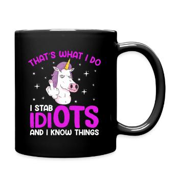 Funny Unicorn Motif, Men, Women and Children - Full Colour Mug - black - Right