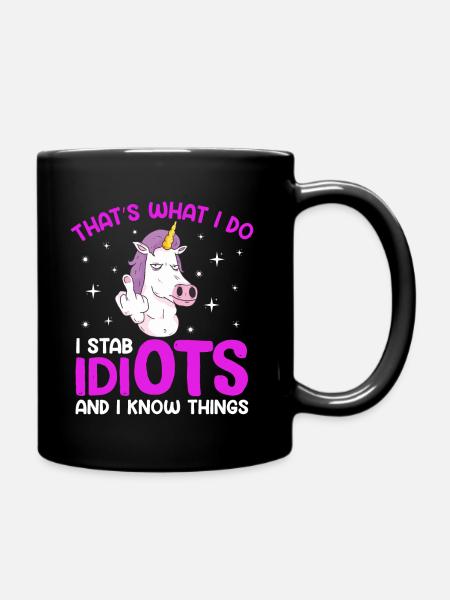 Drôle de motif de licorne, hommes, femmes et enfants - Mug uni - noir