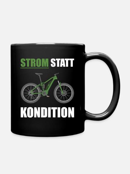 E bike Strom Statt Kondition Mountainbike Fahrrad - Tasse einfarbig - Schwarz