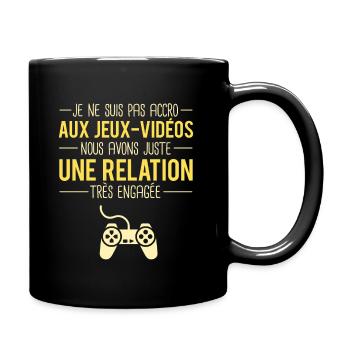 Pas accro aux jeux vidéos humour gamer geek - Mug uni - noir - Droite