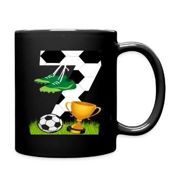 Fußball 7 Geburtstag Fußballspieler Fussball - Tasse einfarbig - Schwarz - Rechts