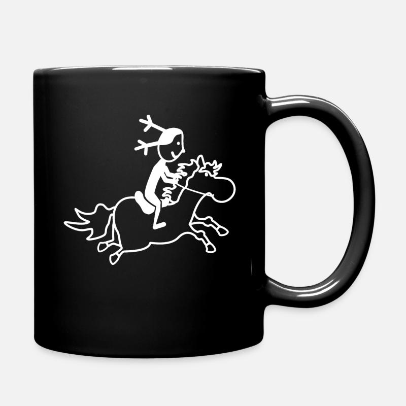Pony mit Reiterin - Tasse einfarbig - Schwarz