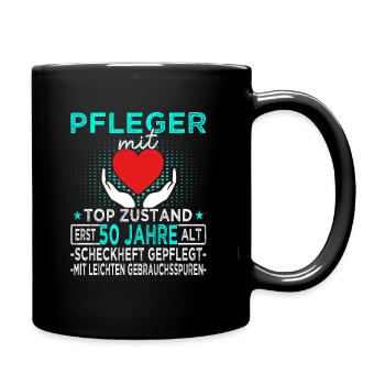 Pfleger 50 Jahre - Altenpfleger - Pflegekraft - Tasse einfarbig - Schwarz - Rechts