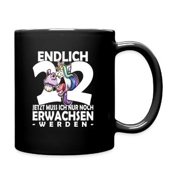 Endlich 22 Jahre - 22. Geburtstag - Tasse einfarbig - Schwarz - Rechts