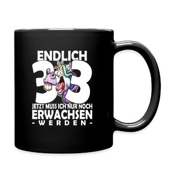 Endlich 33 Jahre - 33. Geburtstag - Tasse einfarbig - Schwarz - Rechts