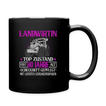 Landwirtin 80 Jahre - Landwirtschaft - Bauernhof - Tasse einfarbig - Schwarz - Rechts