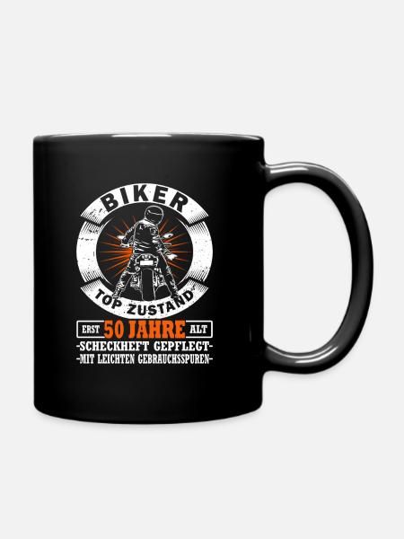 Motorradfahrer & Biker 50. Geburtstag - Tasse einfarbig - Schwarz