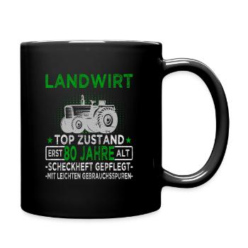 Landwirt 80 Jahre - Landwirtschaft - Bauernhof - Tasse einfarbig - Schwarz - Rechts