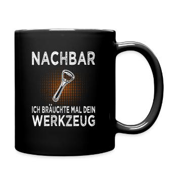 Nachbar - Nachbarin - Nachbarschaftsgeschenk - Tasse einfarbig - Schwarz - Rechts