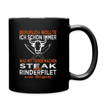 Koch - Sternekoch - Küchenhilfe - Fleisch - Steak - Tasse einfarbig - Schwarz - Rechts